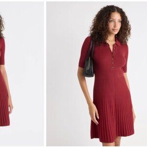 Brand New Cotton-Merino-Blend Short-Sleeve Ribbed Polo Dress RW&CO